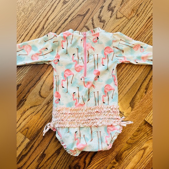 Ruffle Butts Flamingo Print Baby swimsuit - Picture 3 of 4